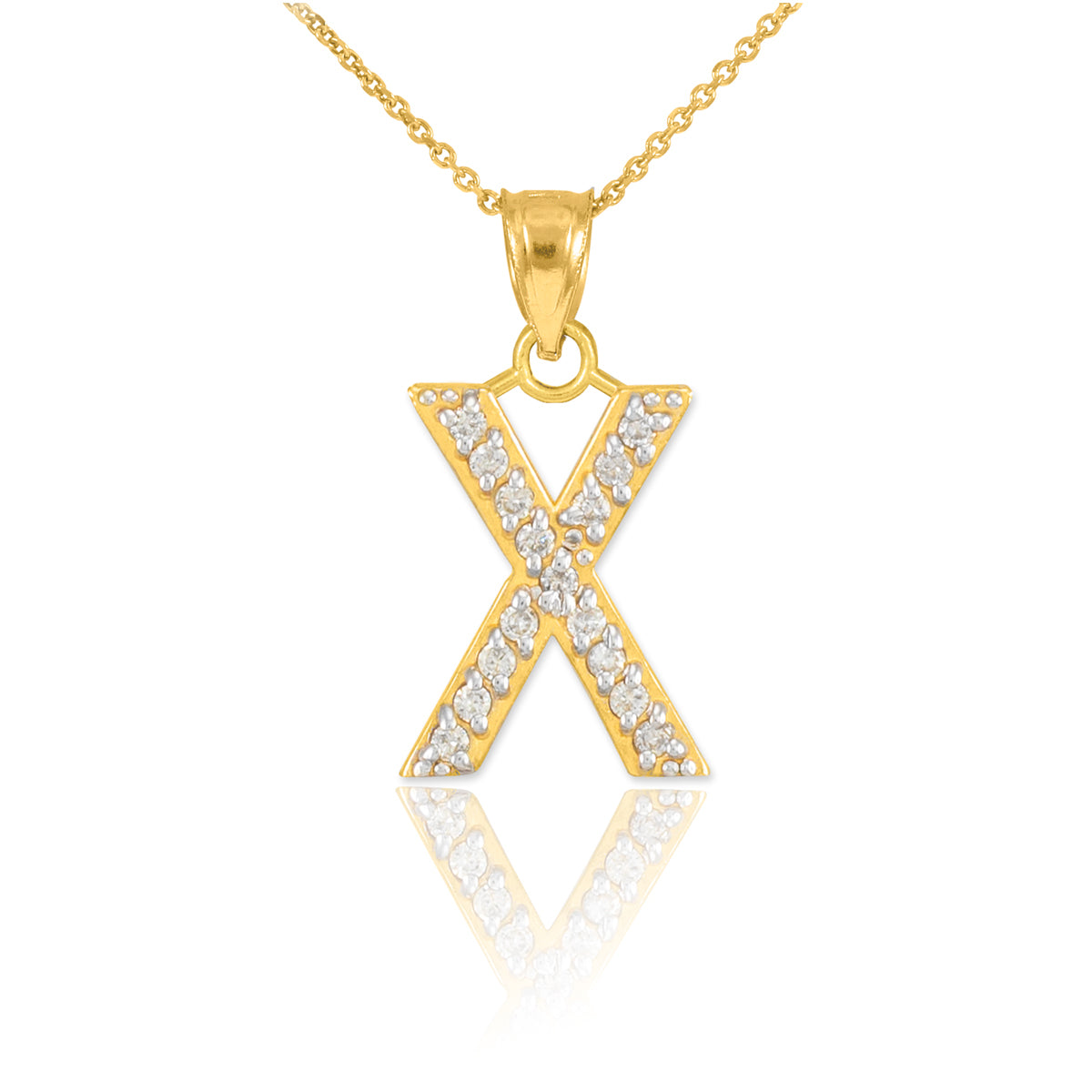 Yellow Gold Letter "A-Z" Initial Lab-Grown Diamond Monogram Pendant Necklace, view 27