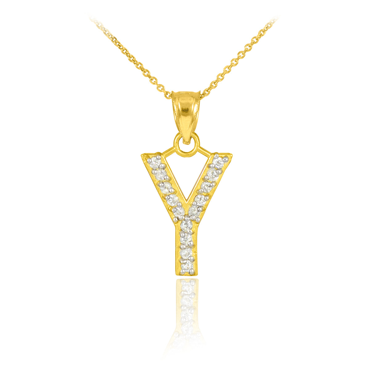 Yellow Gold Letter "A-Z" Initial Lab-Grown Diamond Monogram Pendant Necklace, view 28