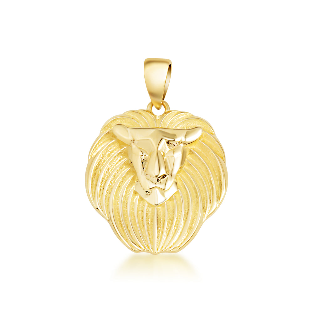 Yellow Gold Lion Head Pendant Necklace