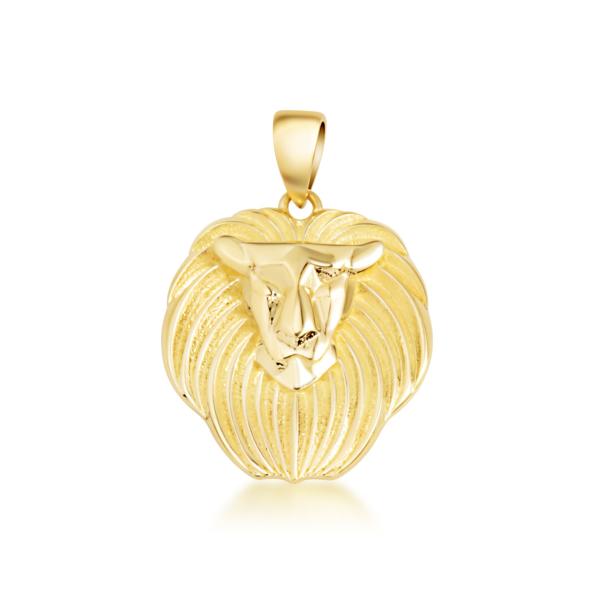 Yellow Gold Lion Head Pendant Necklace
