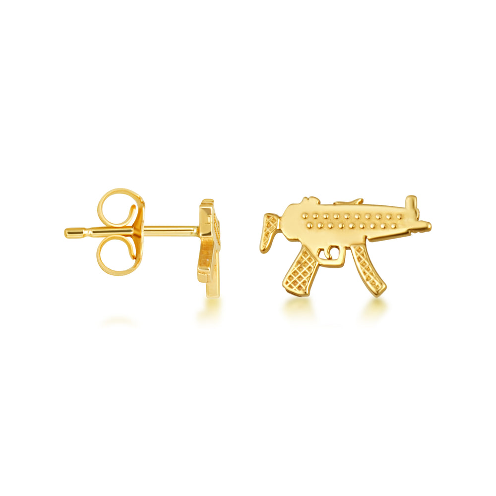 Yellow Gold Machine Gun Stud Earrings