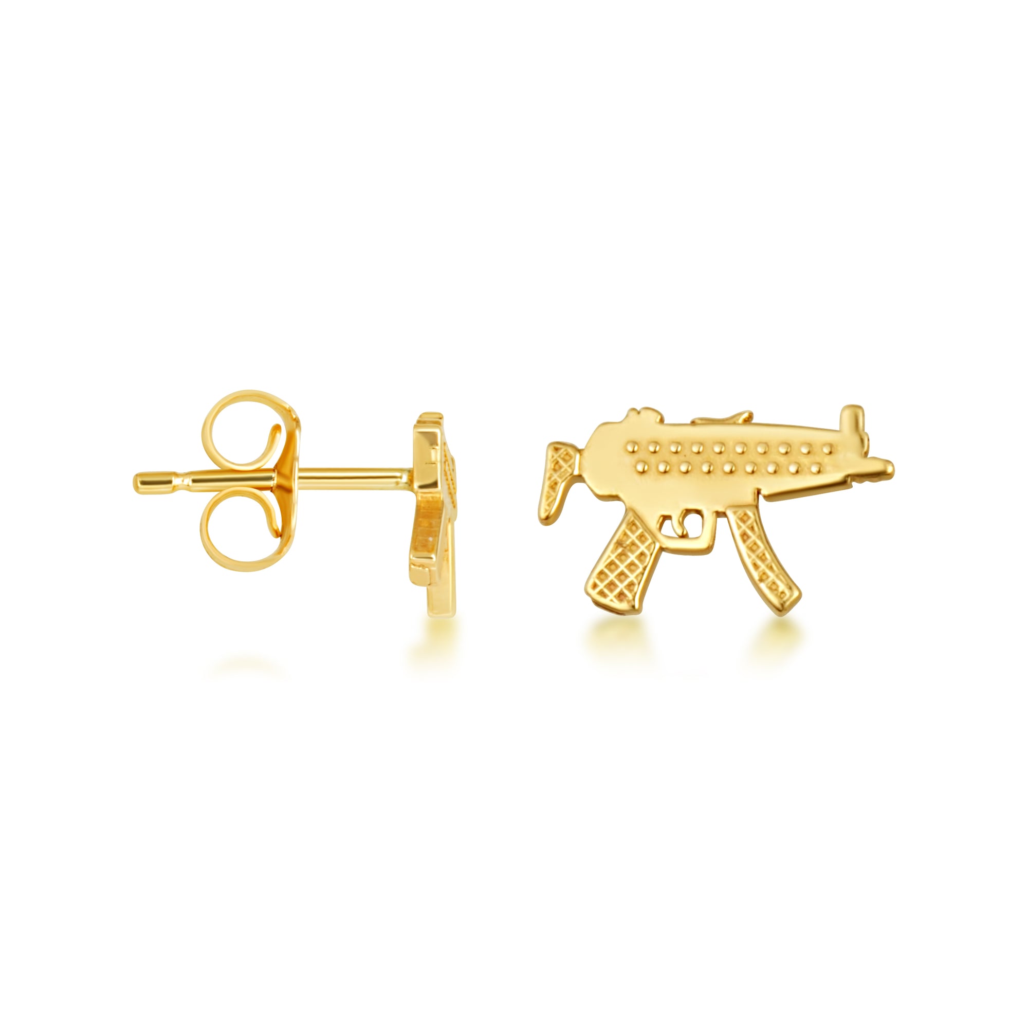 Yellow Gold Machine Gun Stud Earrings