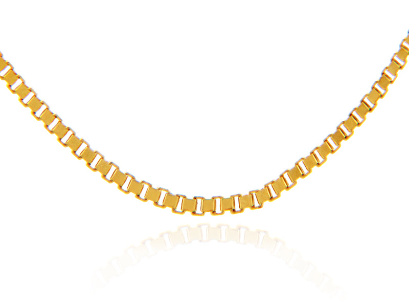Yellow Gold Men's Box Chain Link Necklace 0.82 mm