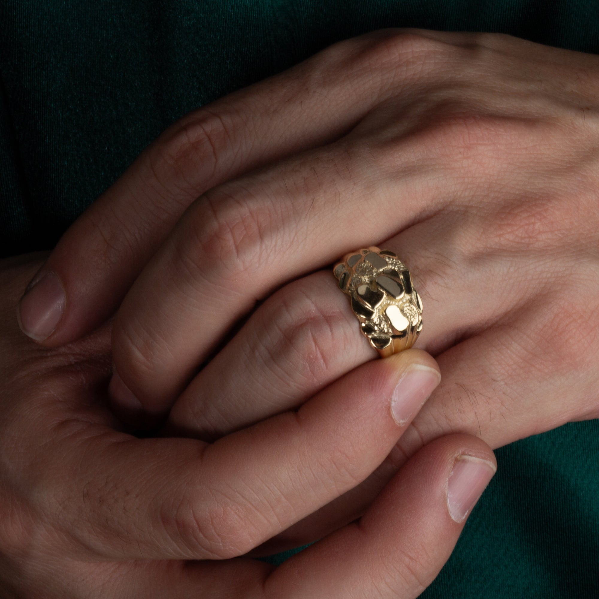 Yellow Gold Men’s Chunky Nugget Ring, view 2