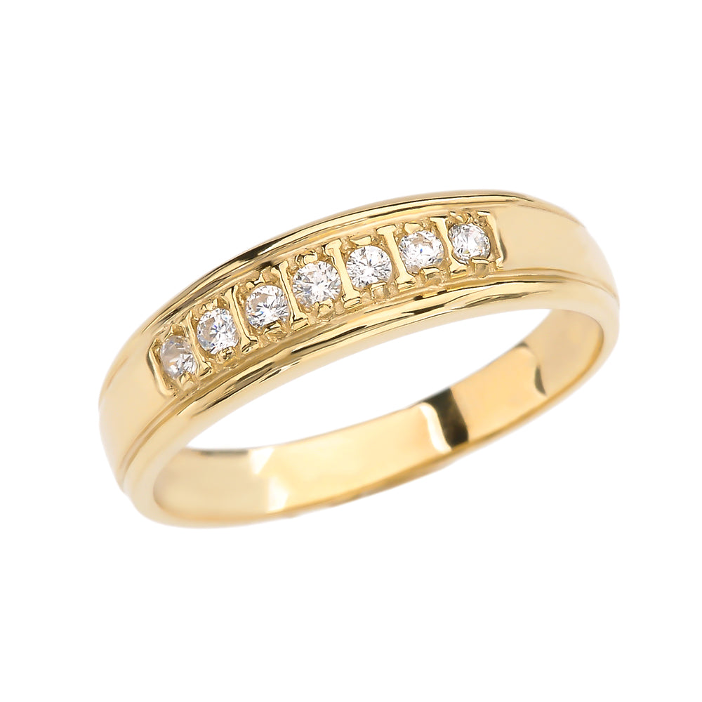 Yellow Gold Men's Diamond Wedding Band Ring
