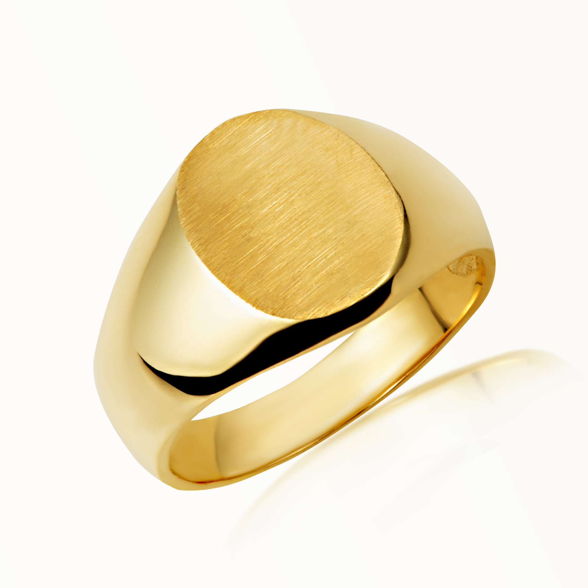 Yellow Gold Men's Signature Engravable Signet Ring, view 2