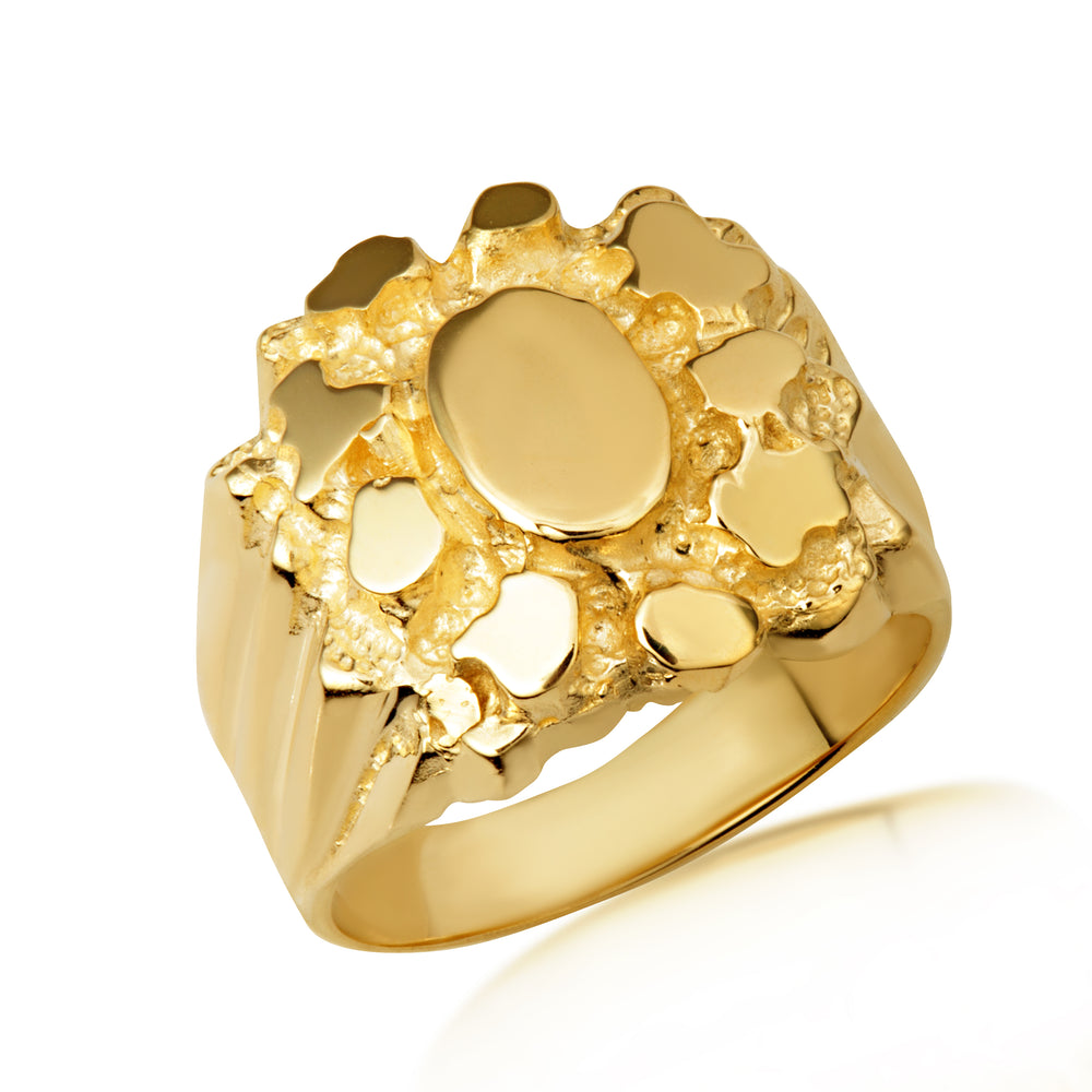 Yellow Gold Men's Solid & Sophisticated Nugget Ring