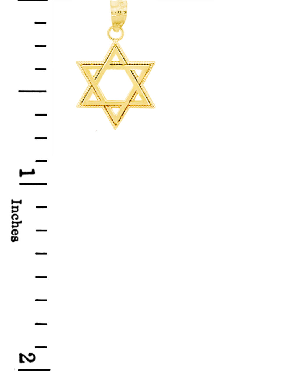 Yellow Gold Milgrain Jewish Star of David Pendant Necklace, view 3