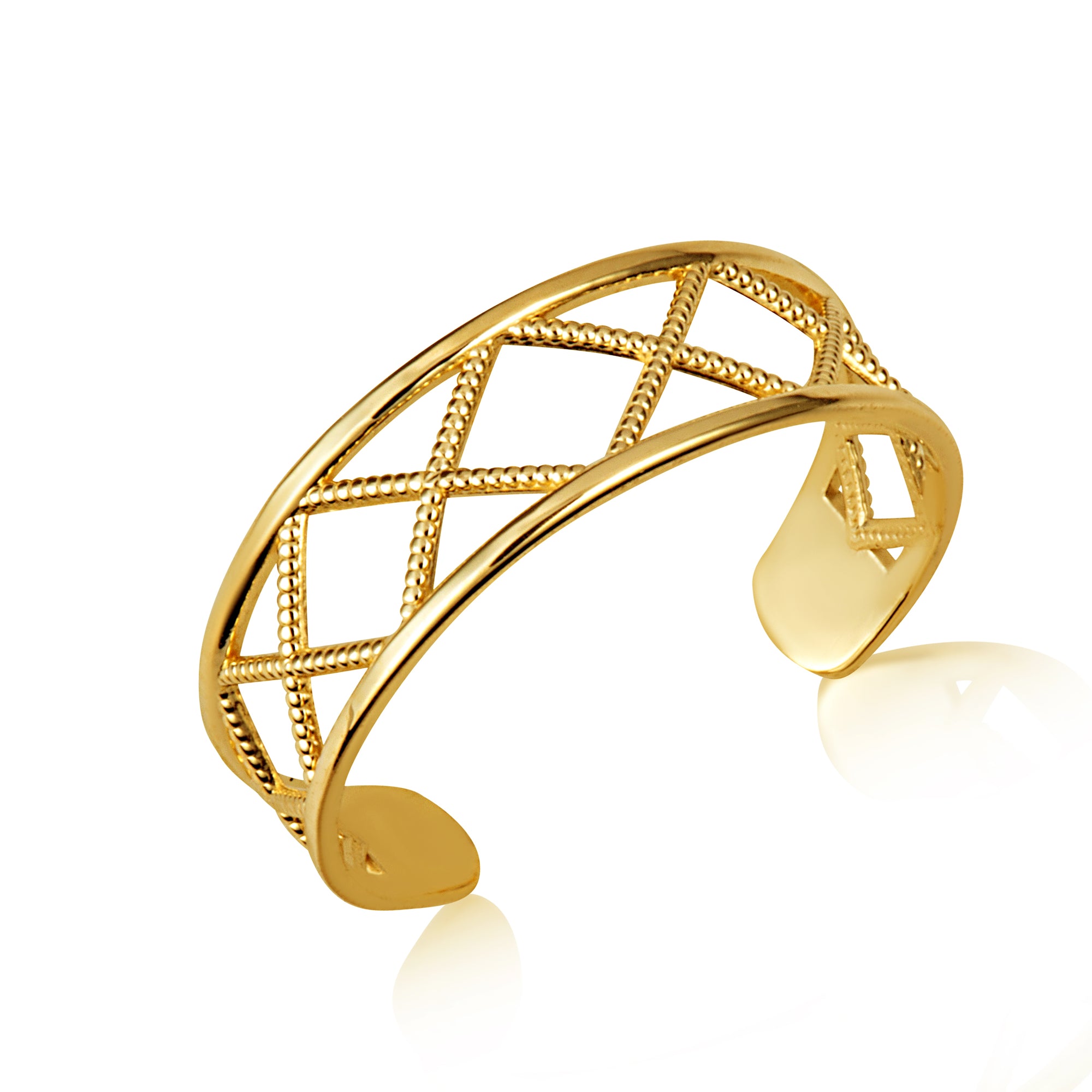 Yellow Gold Milgrain X Design Toe Ring