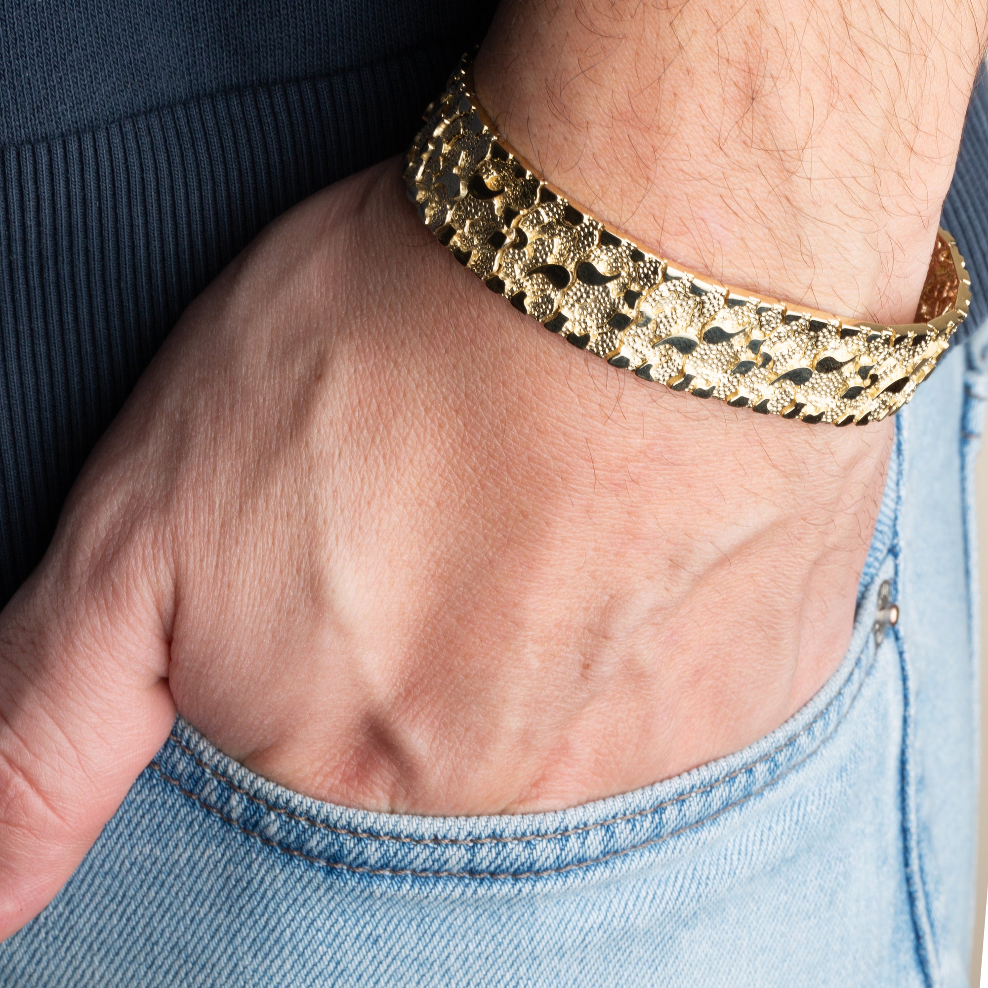 Yellow Gold Nugget Bracelet, view 5