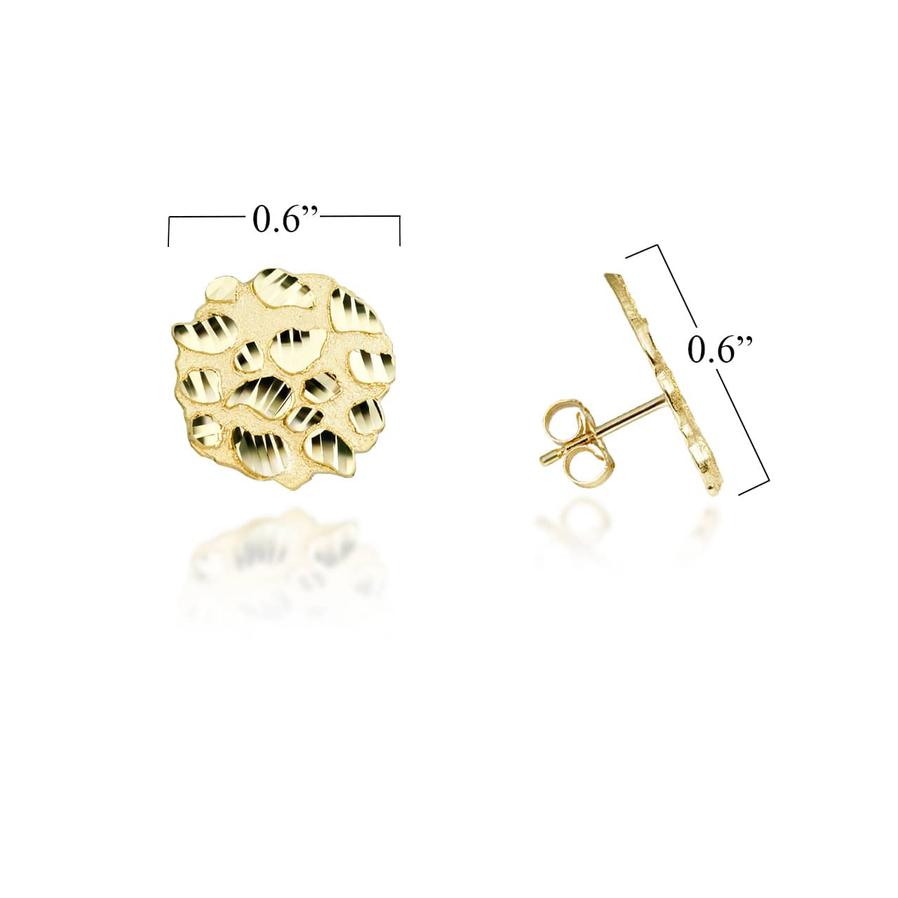 Yellow Gold Nugget Earrings, view 3