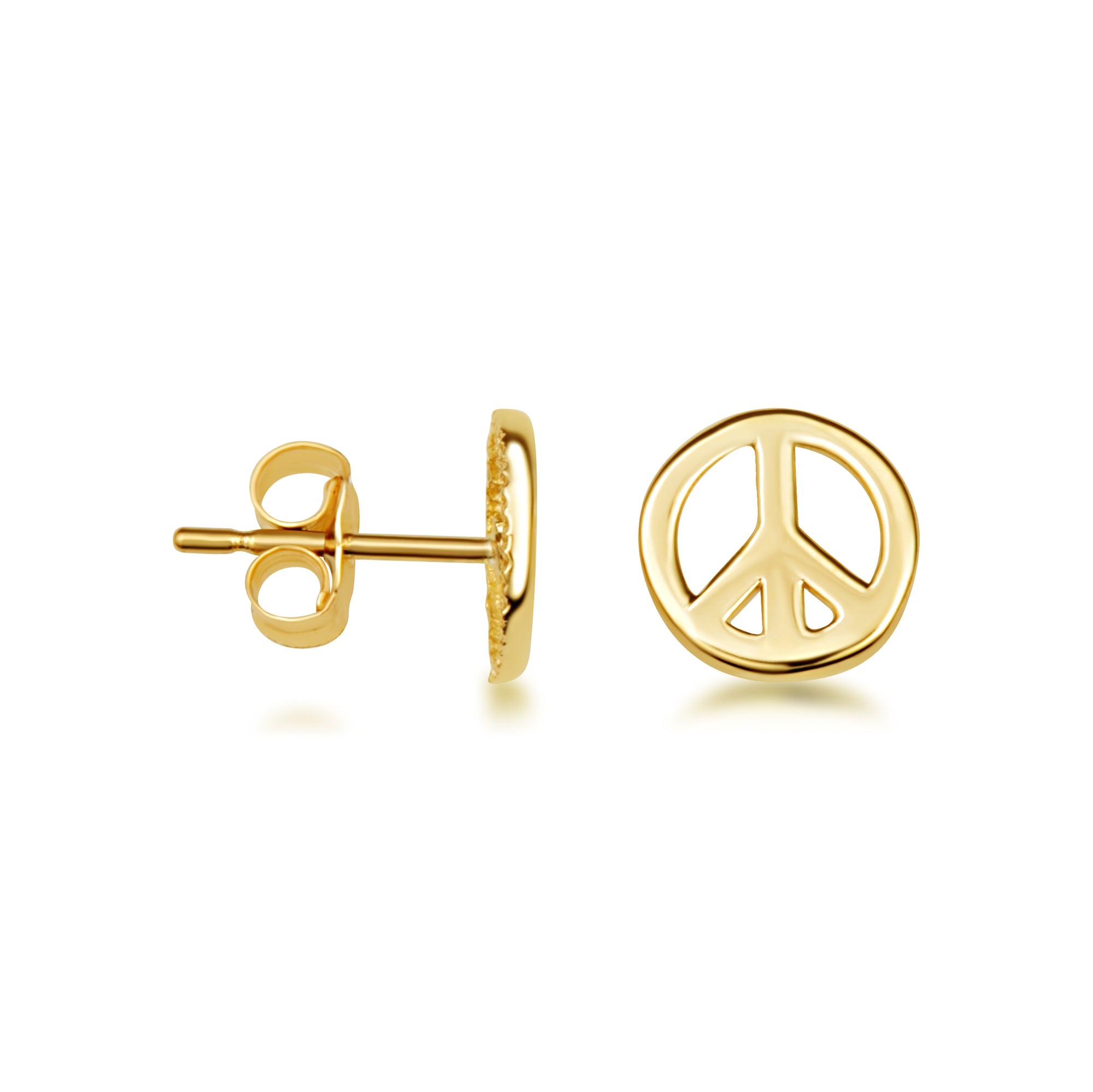 Yellow Gold Peace Sign Boho Stud Earrings