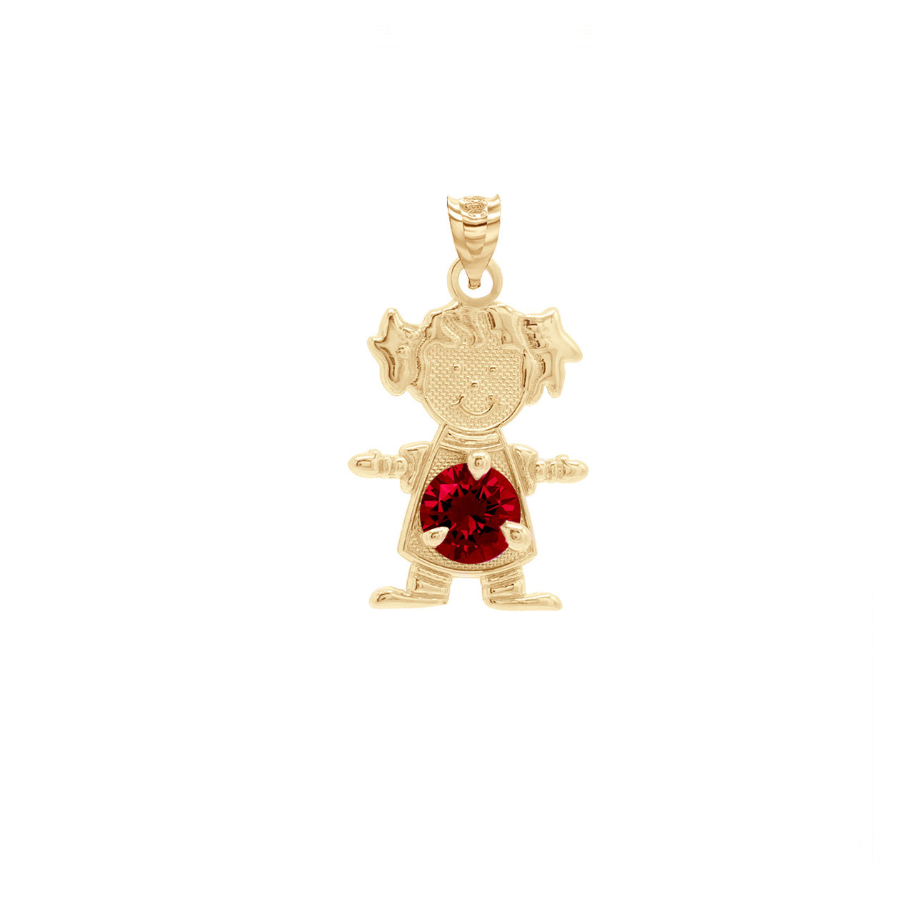Yellow Gold Personalized Boy/Girl Birthstone Pendant Necklace
