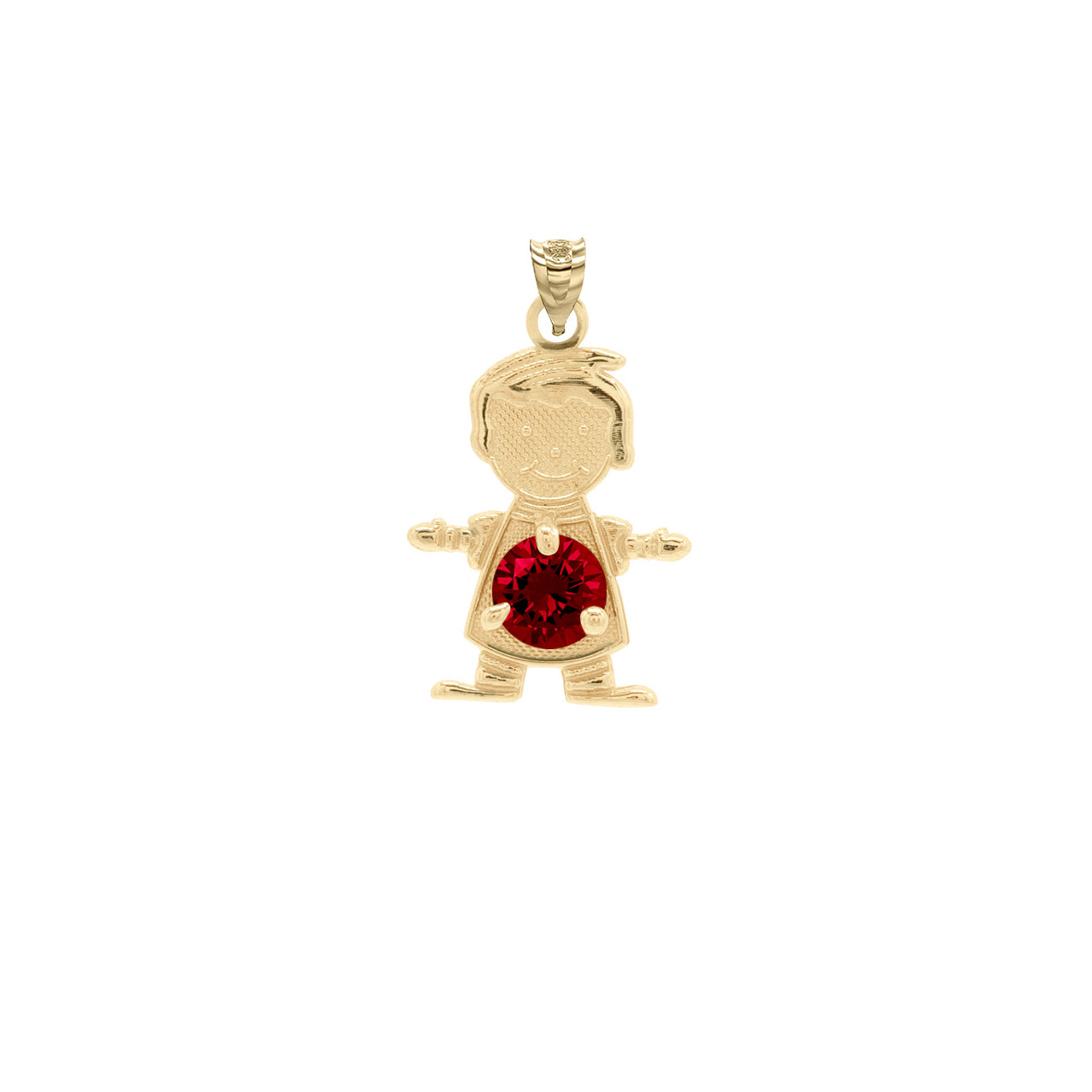 Yellow Gold Personalized Boy/Girl Birthstone Pendant Necklace, view 2