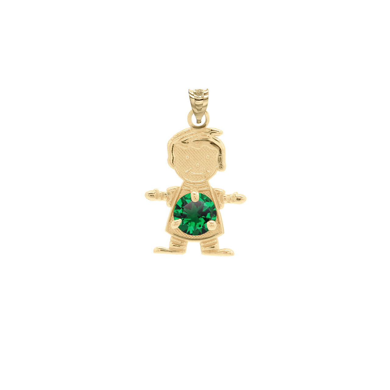 Yellow Gold Personalized Boy/Girl Birthstone Pendant Necklace, view 5