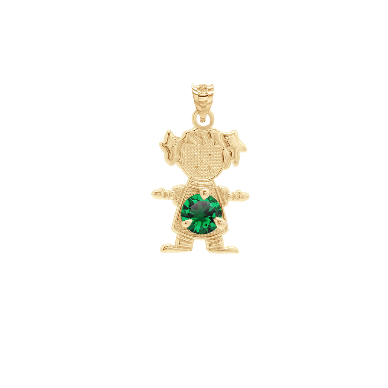 Yellow Gold Personalized Boy/Girl Birthstone Pendant Necklace, view 6