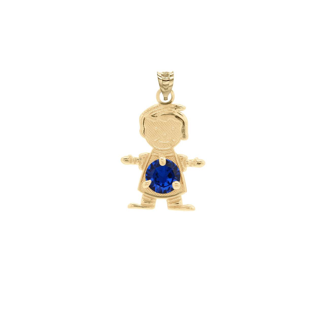 Yellow Gold Personalized Boy/Girl Birthstone Pendant Necklace, view 7