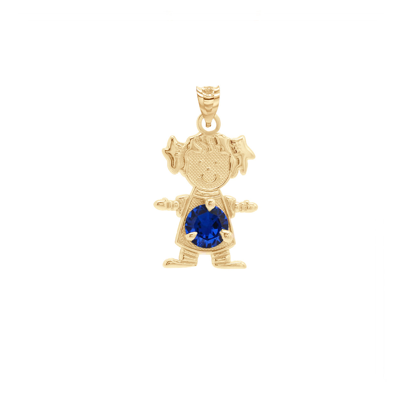 Yellow Gold Personalized Boy/Girl Birthstone Pendant Necklace, view 8