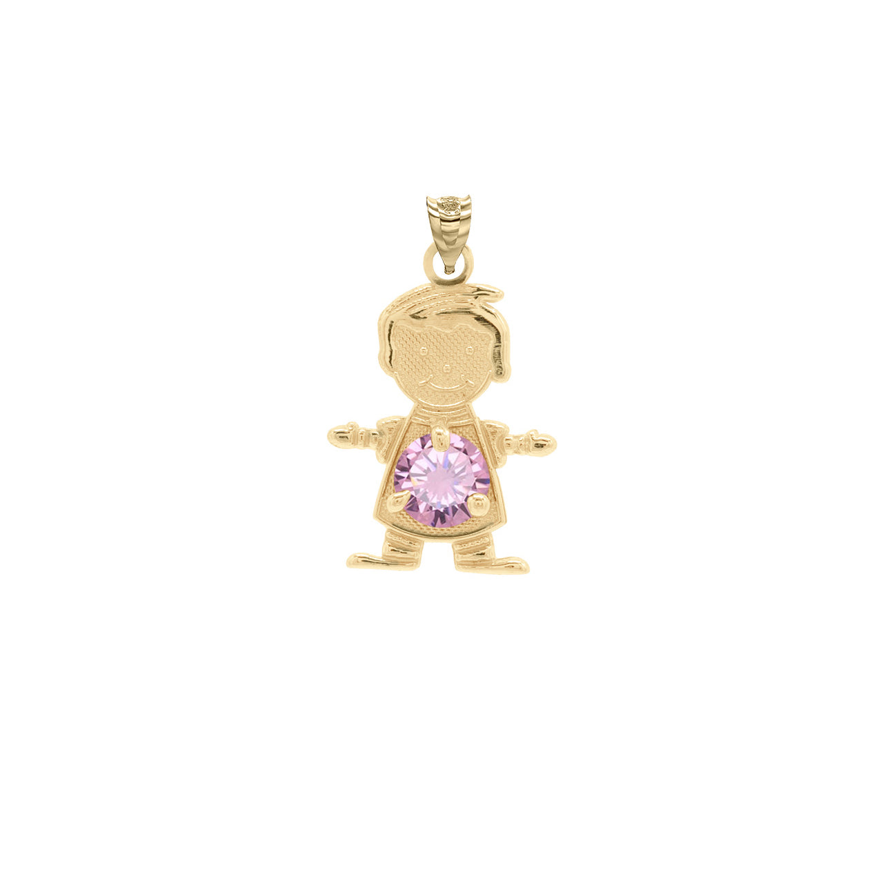 Yellow Gold Personalized Boy/Girl Birthstone Pendant Necklace, view 9