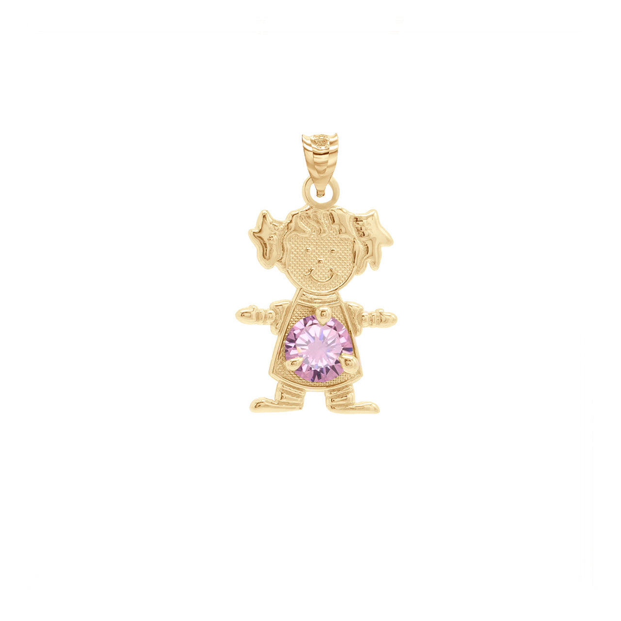 Yellow Gold Personalized Boy/Girl Birthstone Pendant Necklace, view 10
