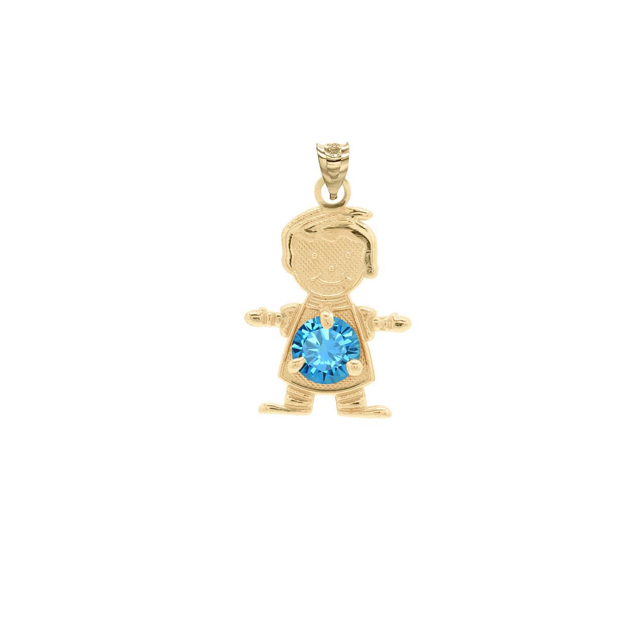 Yellow Gold Personalized Boy/Girl Birthstone Pendant Necklace, view 11