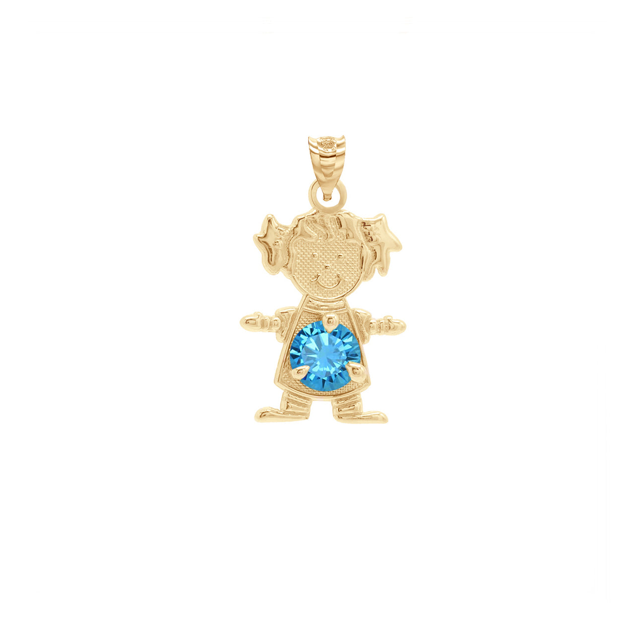 Yellow Gold Personalized Boy/Girl Birthstone Pendant Necklace, view 12
