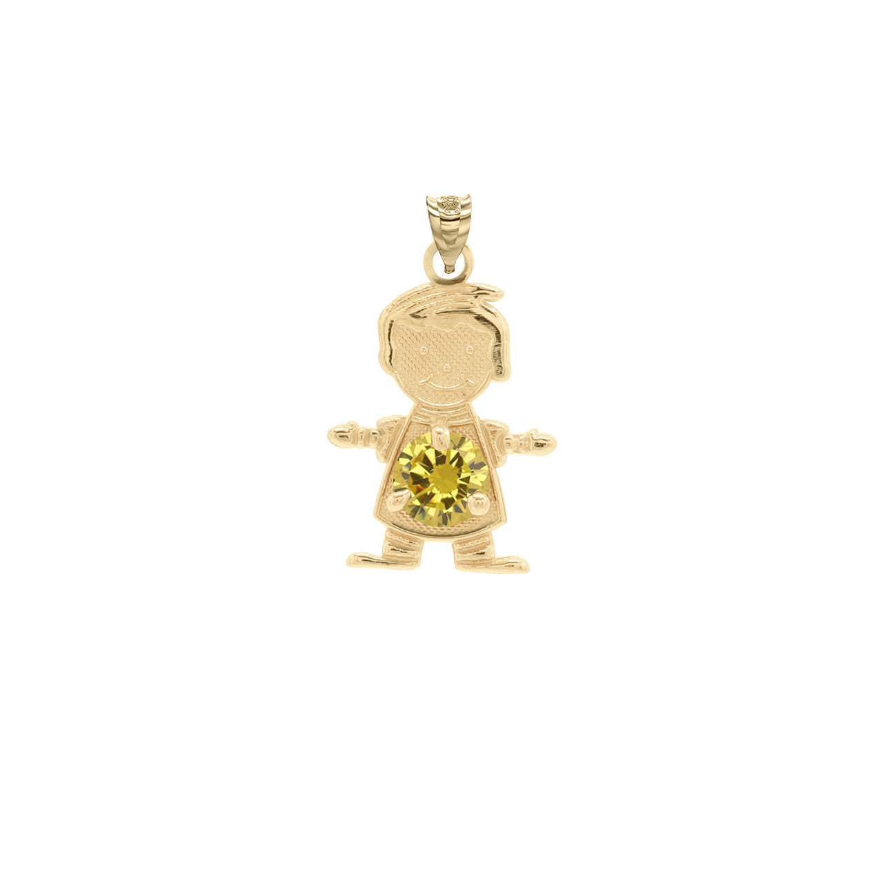 Yellow Gold Personalized Boy/Girl Birthstone Pendant Necklace, view 13