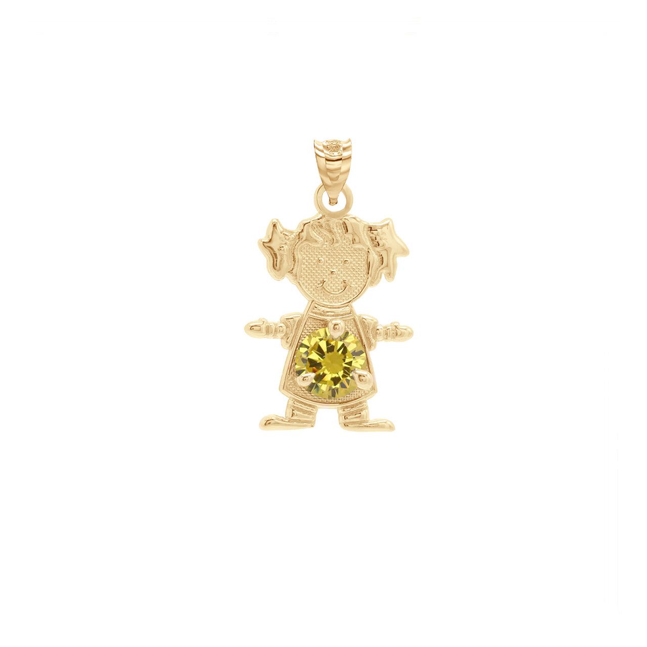 Yellow Gold Personalized Boy/Girl Birthstone Pendant Necklace, view 14