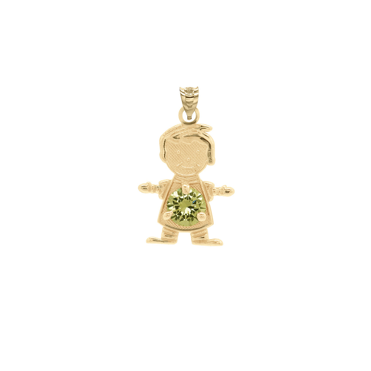 Yellow Gold Personalized Boy/Girl Birthstone Pendant Necklace, view 15