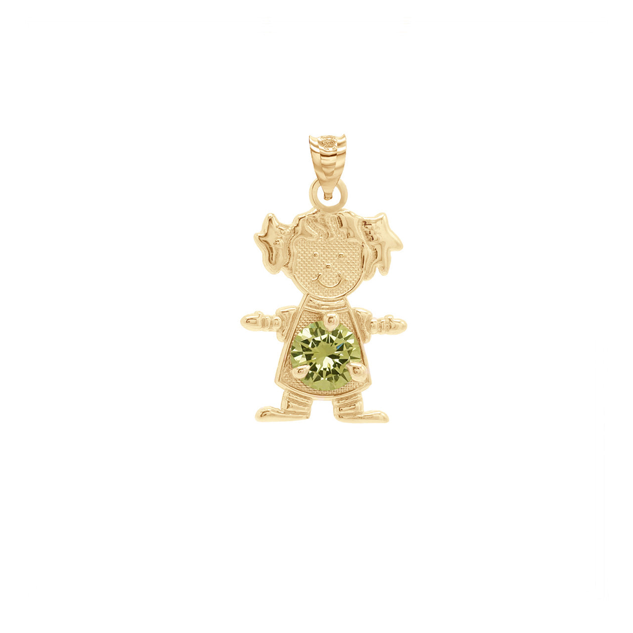 Yellow Gold Personalized Boy/Girl Birthstone Pendant Necklace, view 16