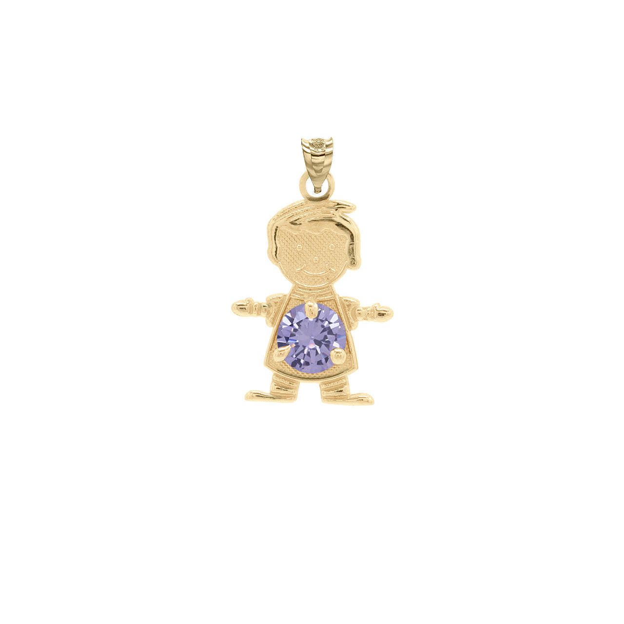 Yellow Gold Personalized Boy/Girl Birthstone Pendant Necklace, view 17