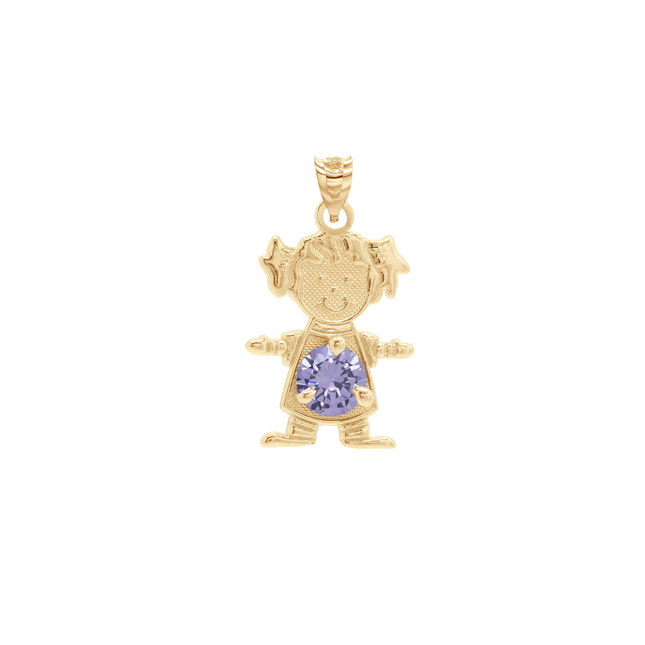 Yellow Gold Personalized Boy/Girl Birthstone Pendant Necklace, view 18