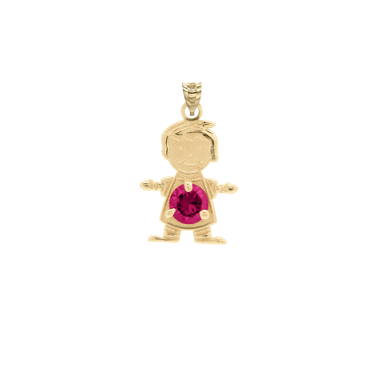Yellow Gold Personalized Boy/Girl Birthstone Pendant Necklace, view 19