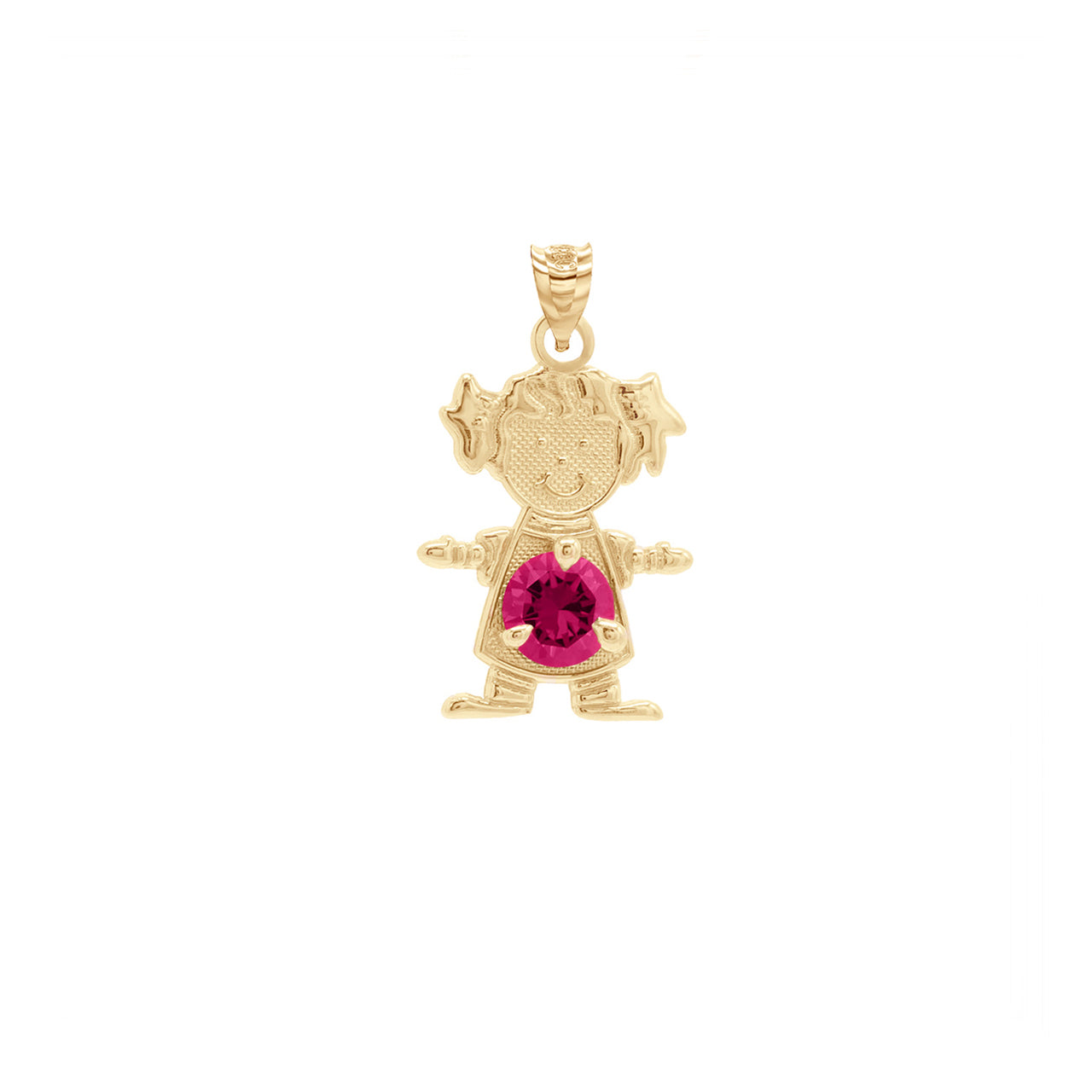 Yellow Gold Personalized Boy/Girl Birthstone Pendant Necklace, view 20