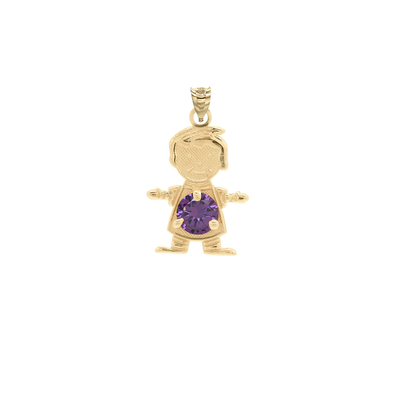 Yellow Gold Personalized Boy/Girl Birthstone Pendant Necklace, view 21