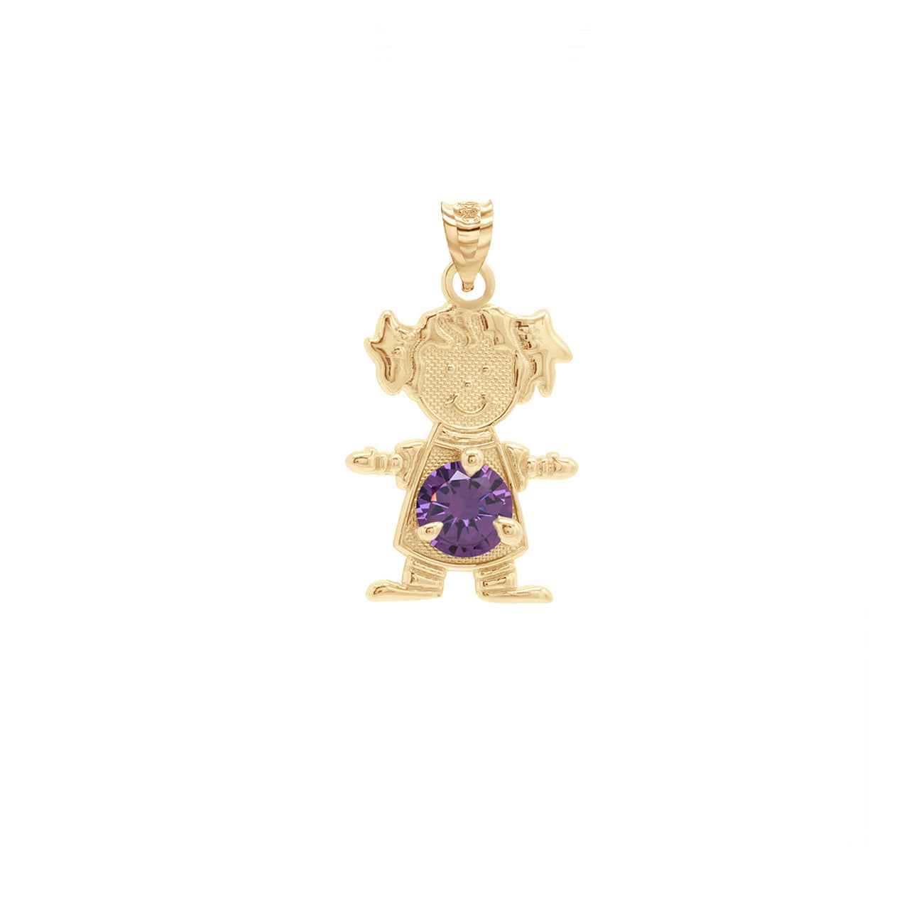Yellow Gold Personalized Boy/Girl Birthstone Pendant Necklace, view 22