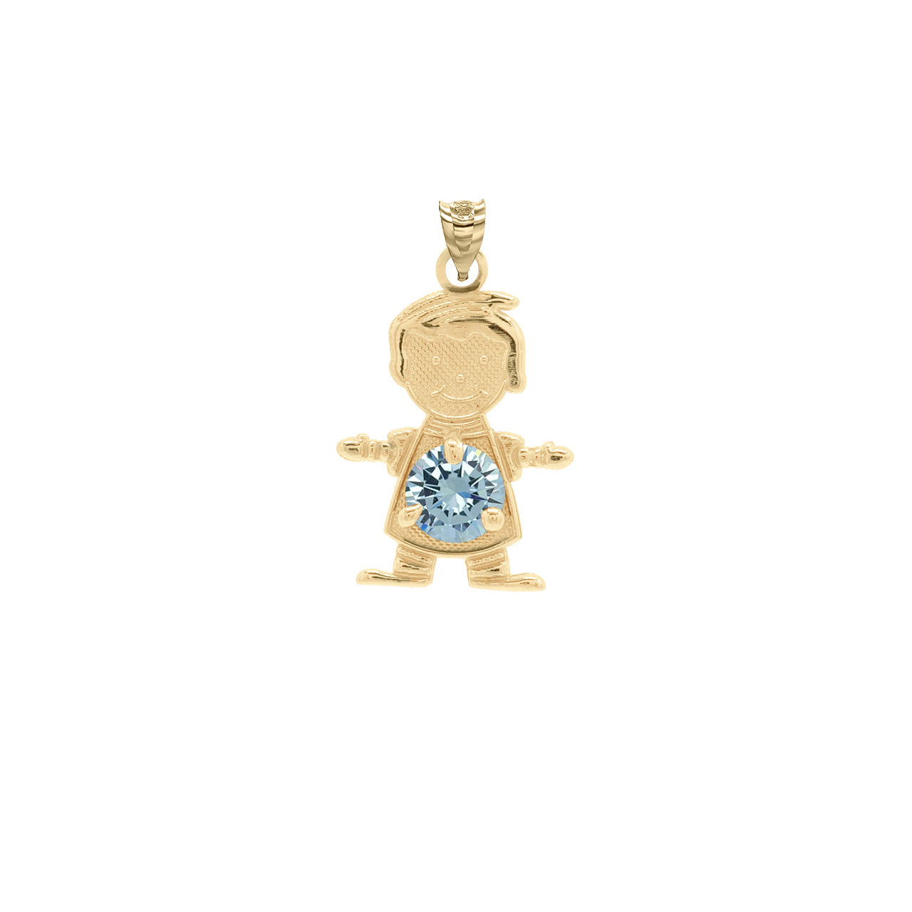 Yellow Gold Personalized Boy/Girl Birthstone Pendant Necklace, view 23