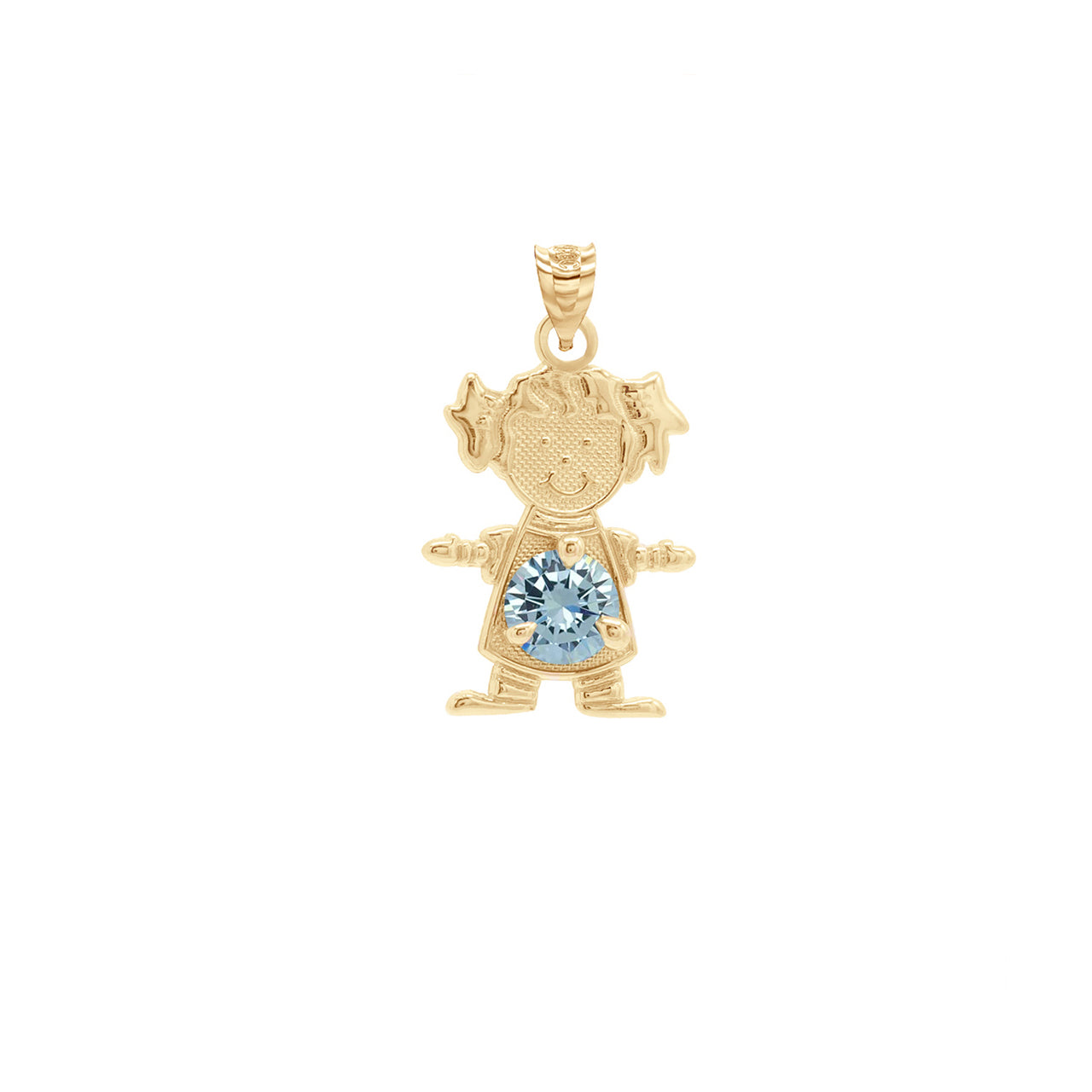 Yellow Gold Personalized Boy/Girl Birthstone Pendant Necklace, view 24