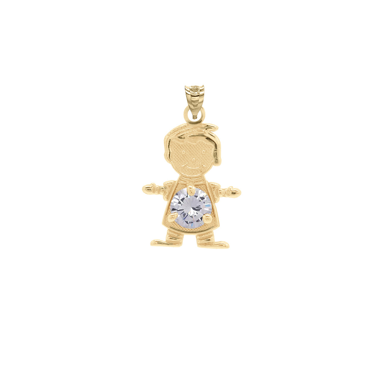Yellow Gold Personalized Boy/Girl Birthstone Pendant Necklace, view 25