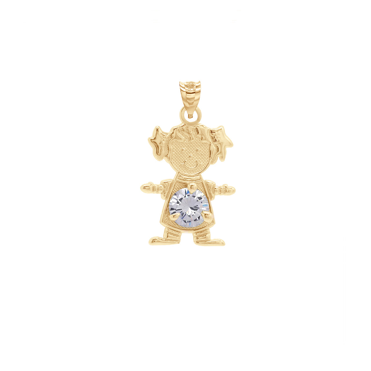 Yellow Gold Personalized Boy/Girl Birthstone Pendant Necklace, view 26