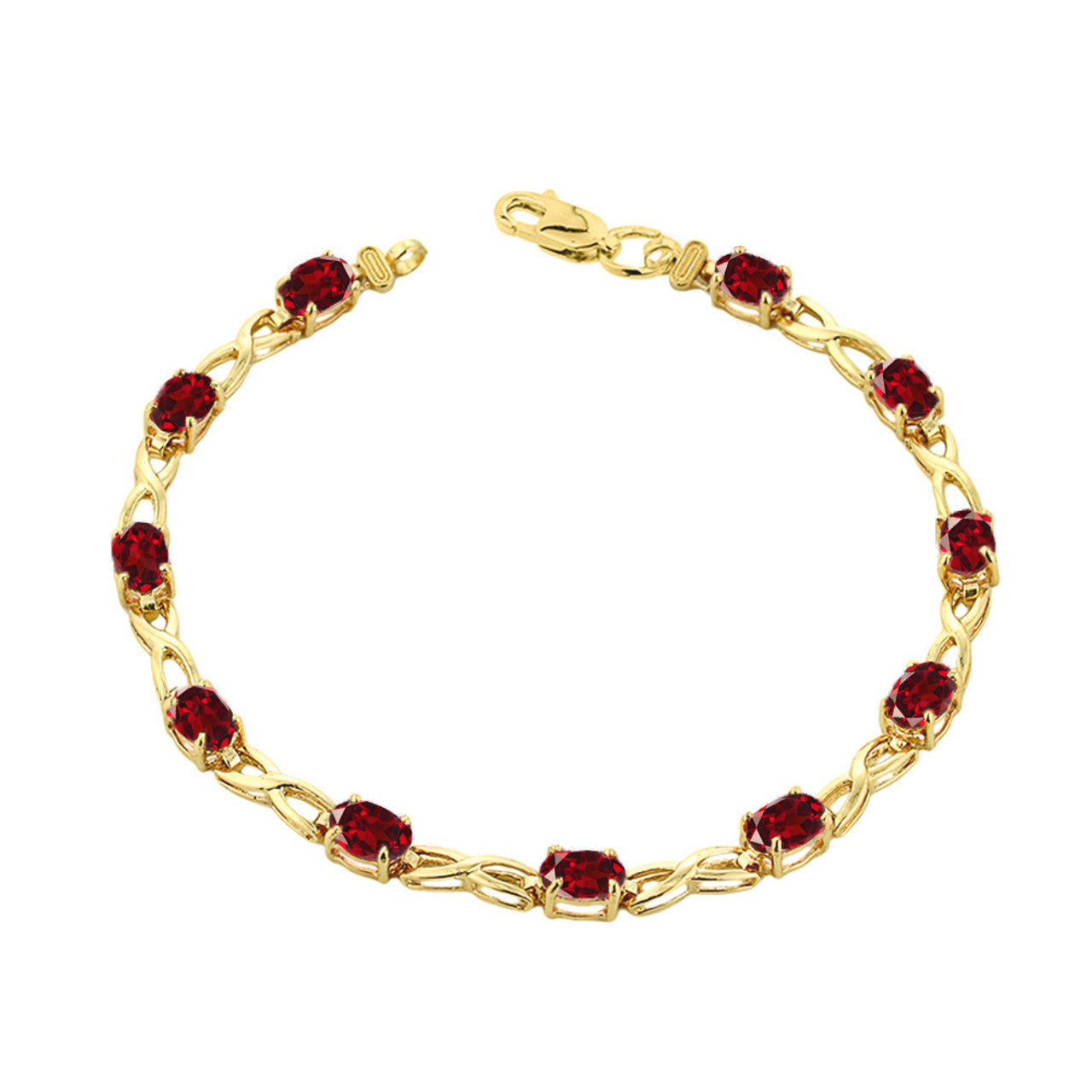 Yellow Gold Personalized Oval Birthstone Infinity Bracelet, view 2