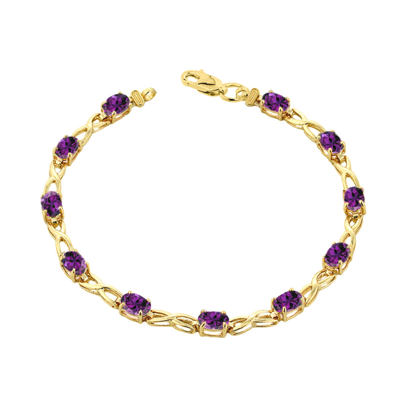 Yellow Gold Personalized Oval Birthstone Infinity Bracelet, view 3
