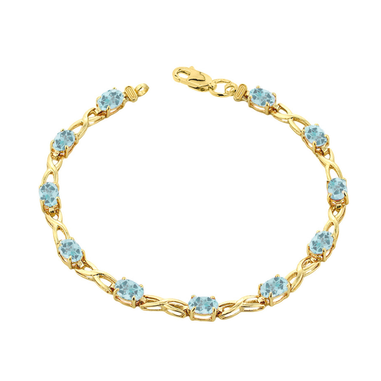 Yellow Gold Personalized Oval Birthstone Infinity Bracelet, view 4