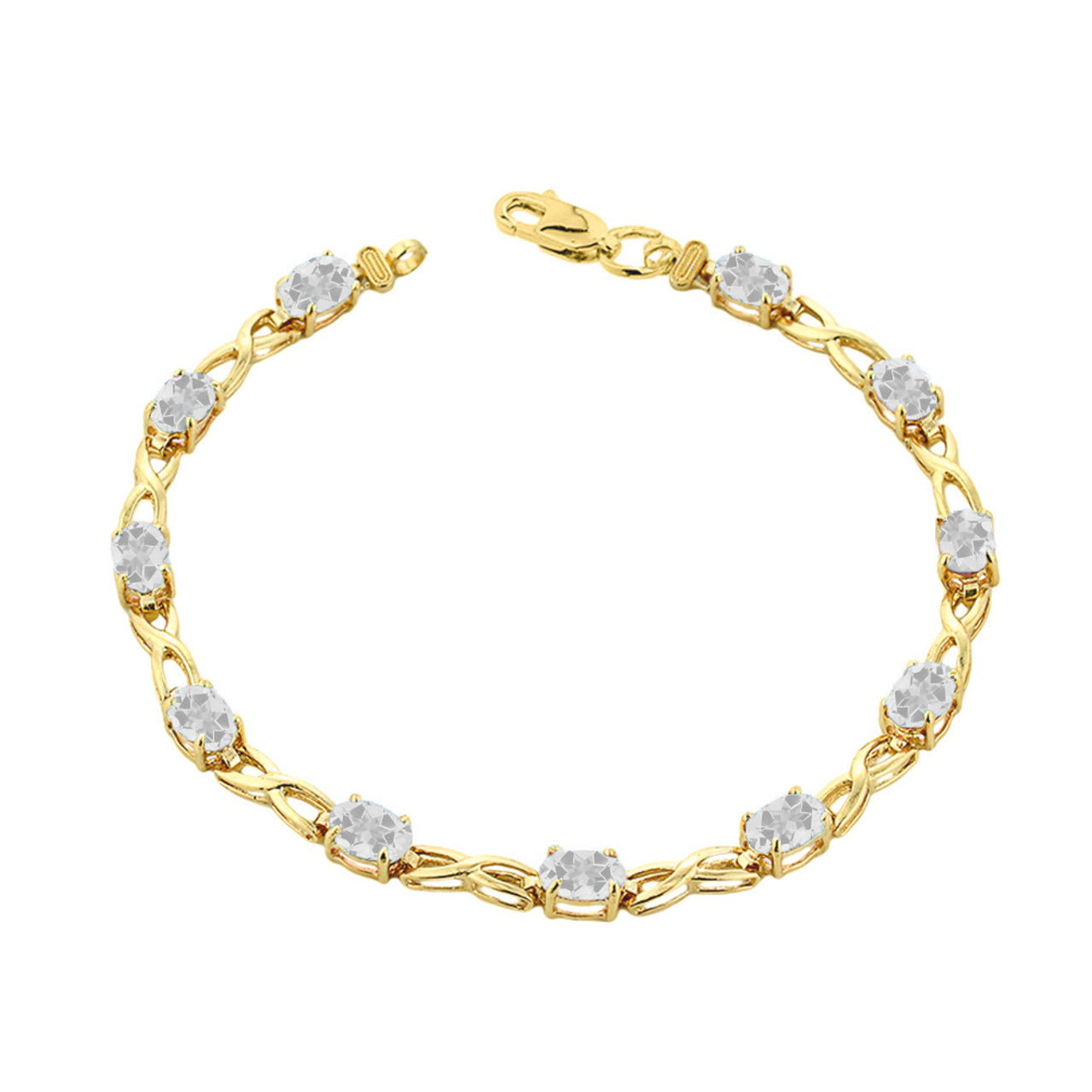Yellow Gold Personalized Oval Birthstone Infinity Bracelet, view 5