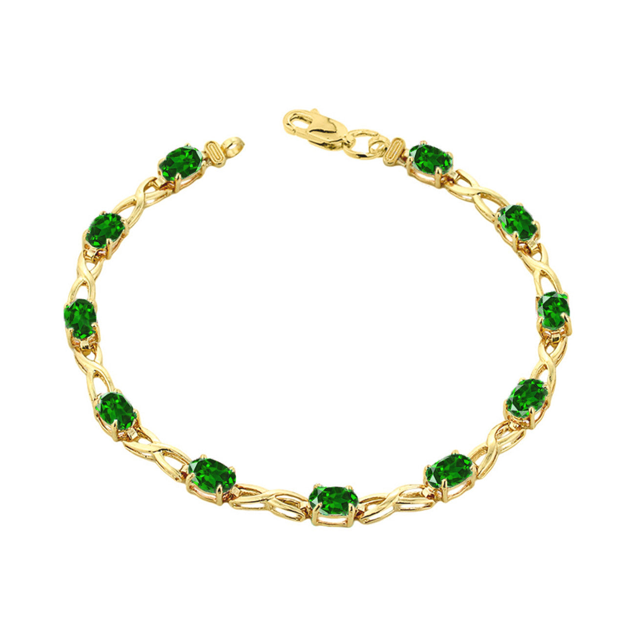 Yellow Gold Personalized Oval Birthstone Infinity Bracelet, view 6