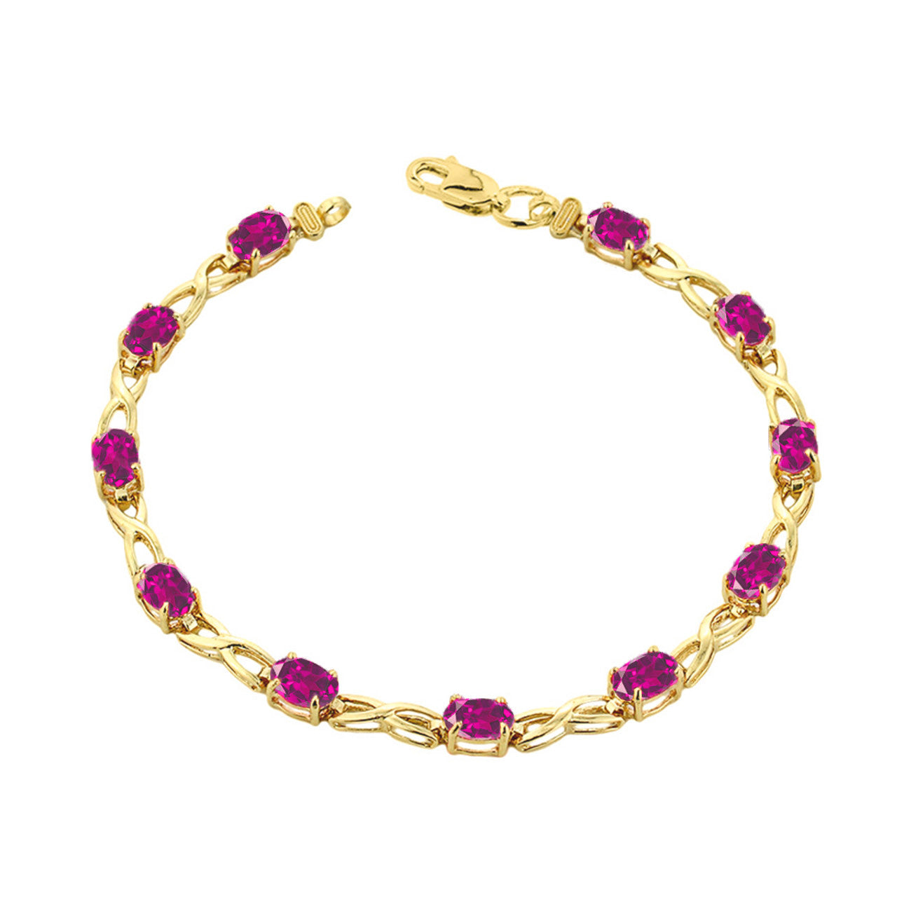 Yellow Gold Personalized Oval Birthstone Infinity Bracelet, view 7