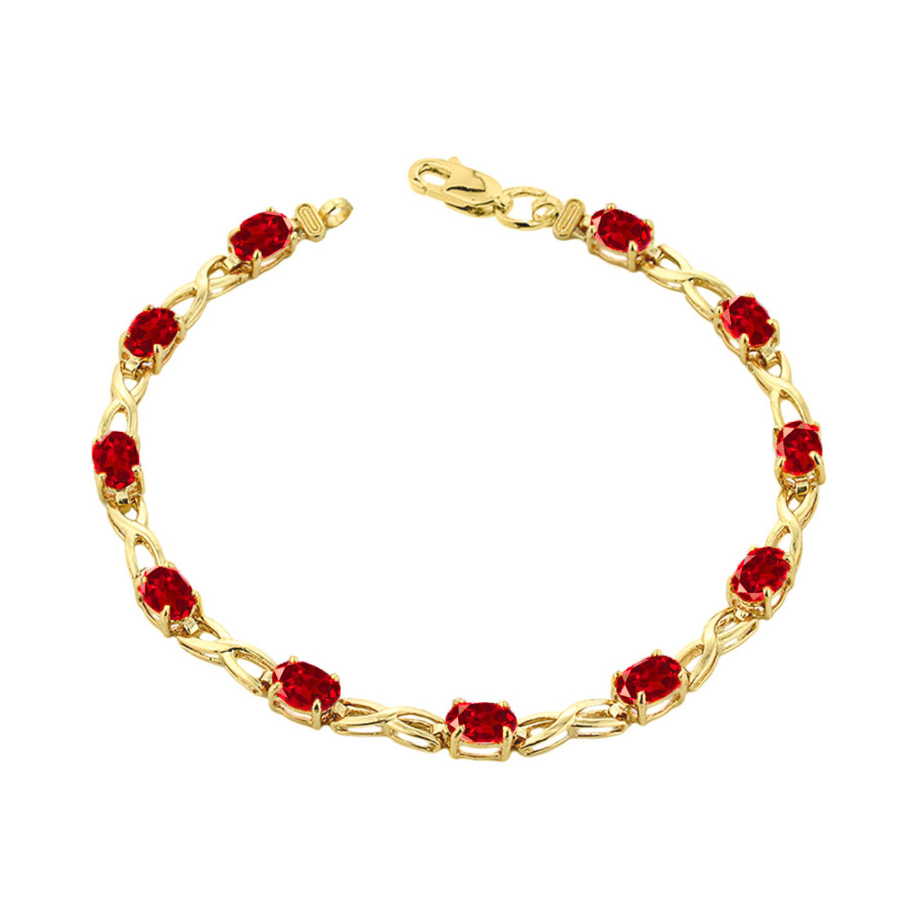 Yellow Gold Personalized Oval Birthstone Infinity Bracelet, view 8