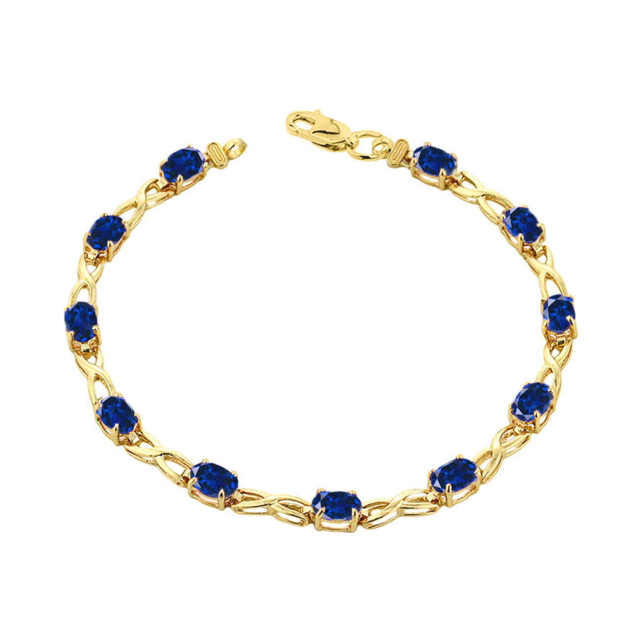 Yellow Gold Personalized Oval Birthstone Infinity Bracelet, view 10