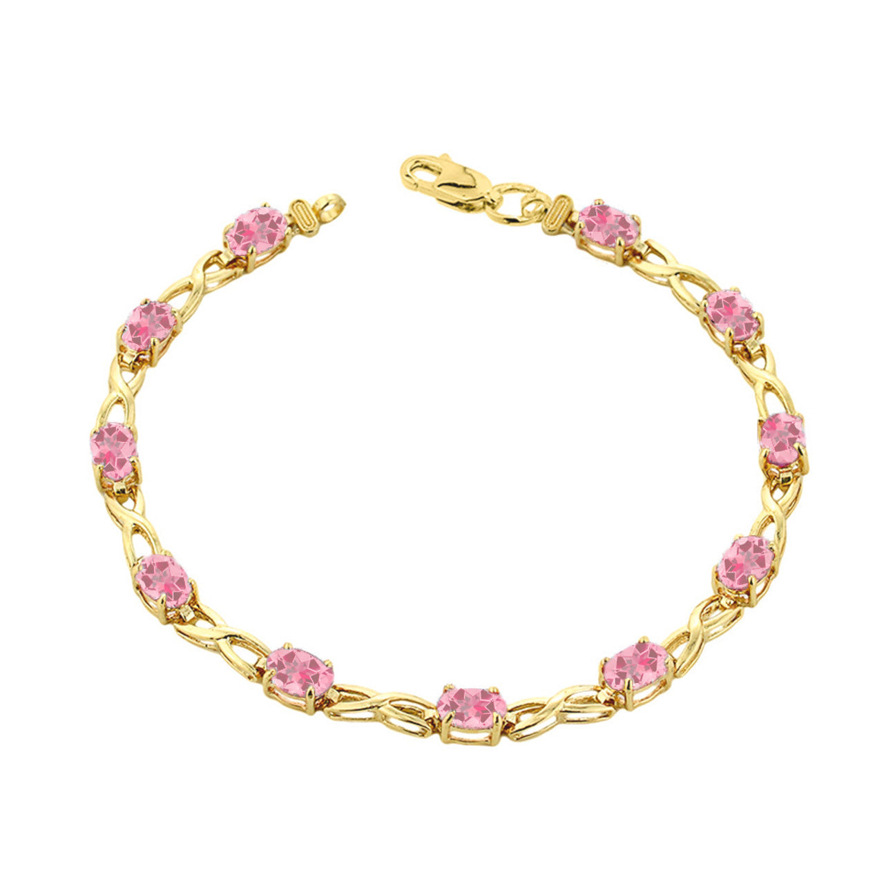 Yellow Gold Personalized Oval Birthstone Infinity Bracelet, view 11