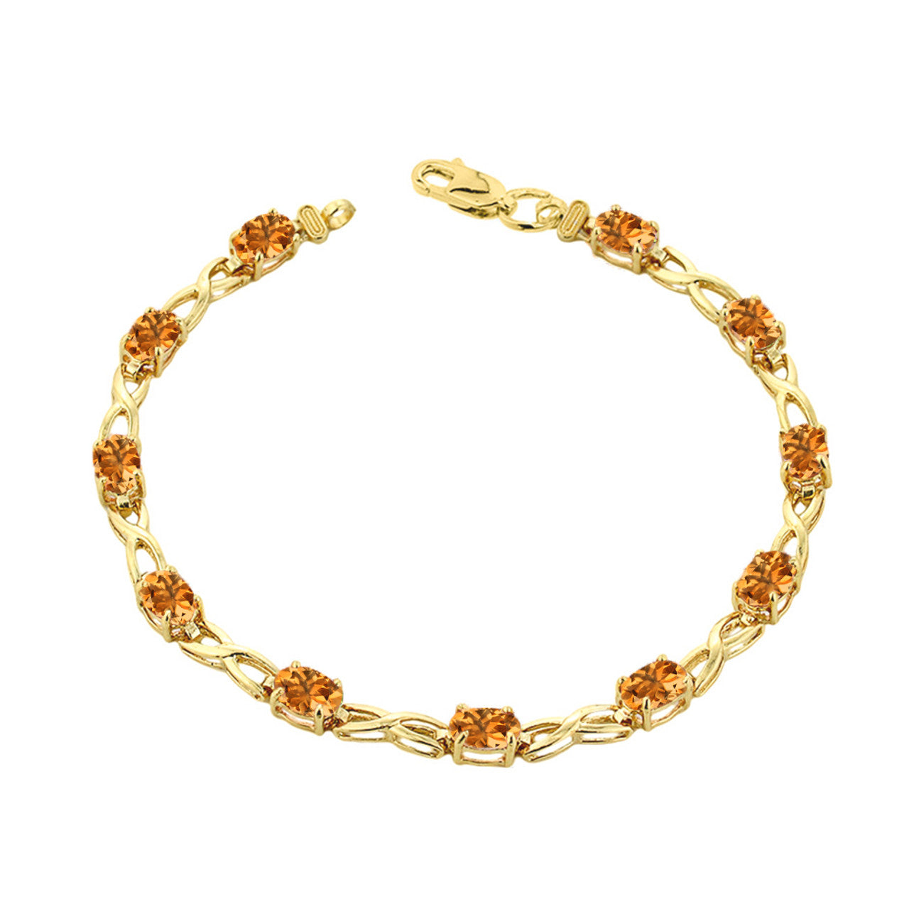 Yellow Gold Personalized Oval Birthstone Infinity Bracelet, view 12